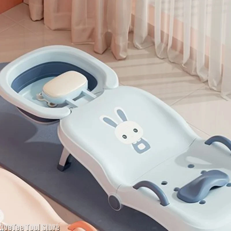 Foldable Baby Bathing Recliner - Adjustable Shampoo Chair for Infants, Safe & Comfortable Bath Stool for Home Use