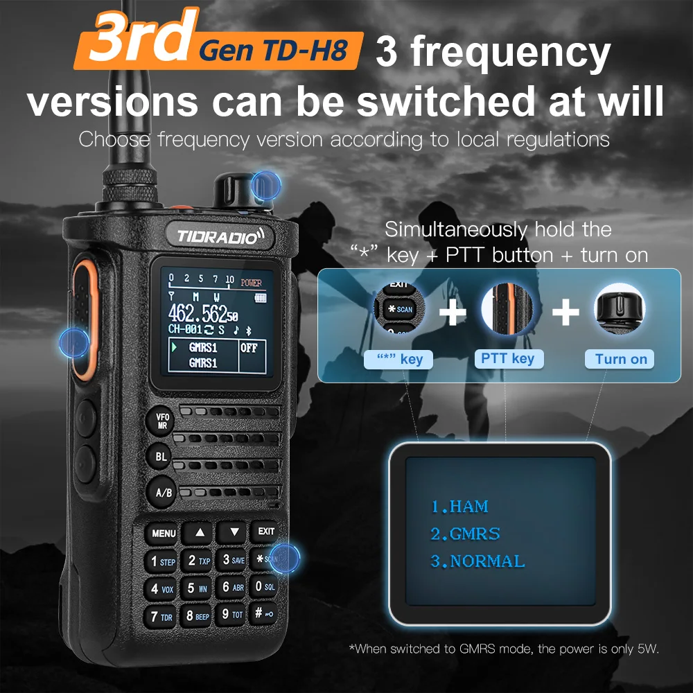 TIDRADIO 2 uds TD H8 Walkie Talkie de tercera generación de largo alcance profesional 10W conexión de Radio bidireccional aplicación de teléfono programación inalámbrica