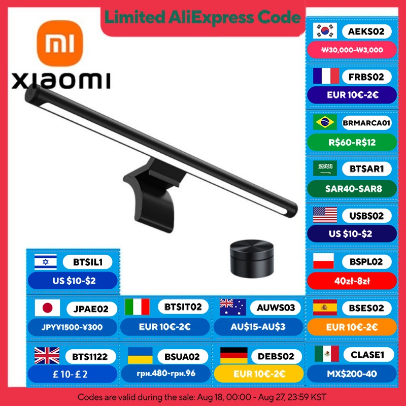 XIAOMI MIJIA Monitor de computadora Barra de luz 1S, alto CRI para protección de ojos de estudiantes Aprendizaje de lectura, control remoto inalámbrico, sin brillo de pantalla