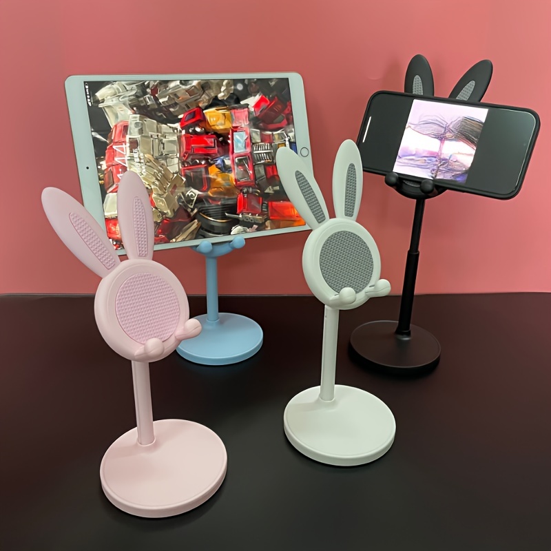 Suporte de telefone de coelho fofo de desenho animado – ajustável e compatível com iPhone, Kindle, iPad, Switch, Tablet e muito mais!