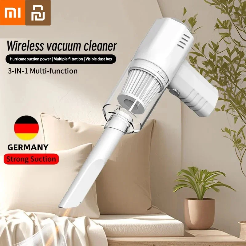 Xiaomi Youpin-aspiradora portátil para coche, aspirador inalámbrico de mano con carga USB multifunción, potente succión para el hogar