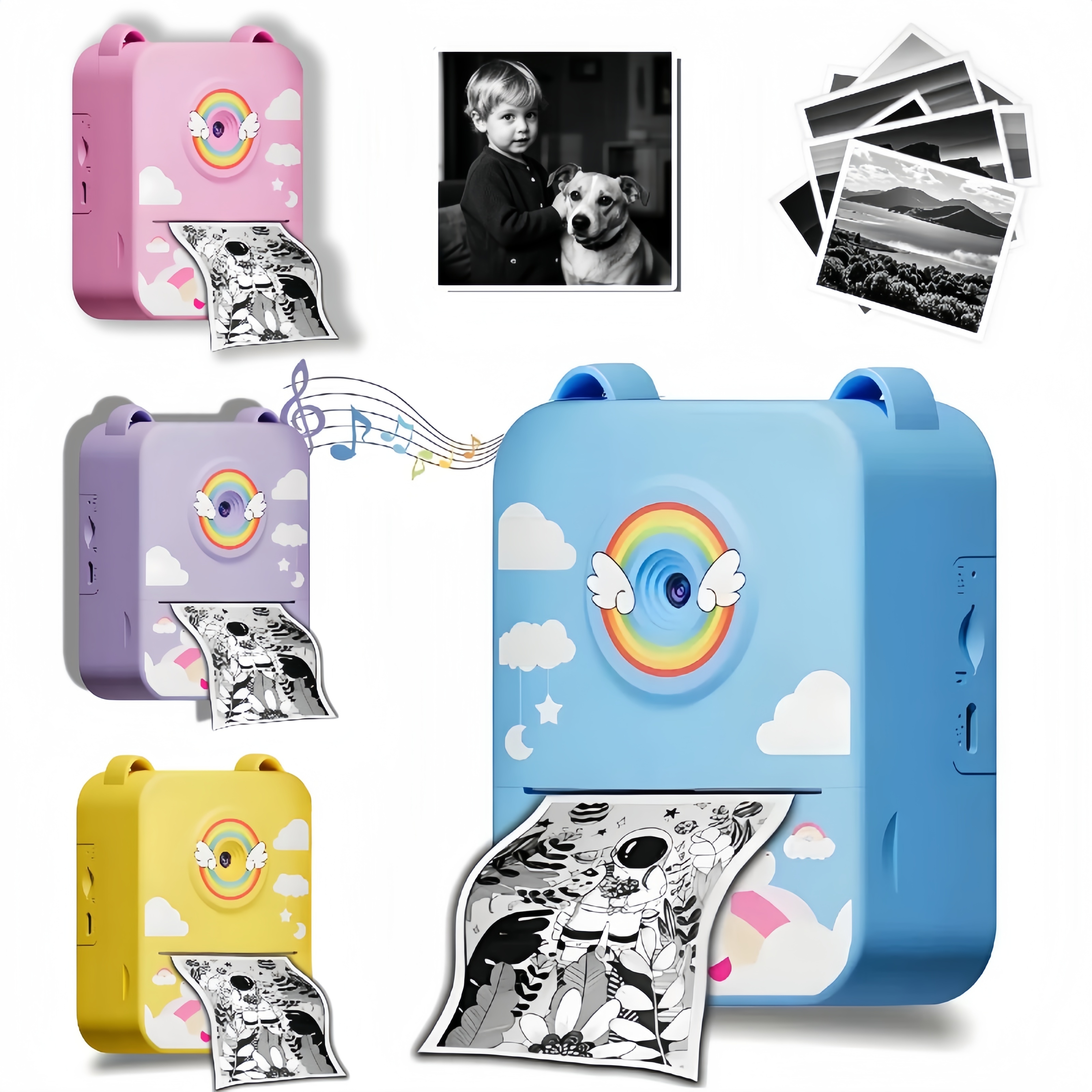 Kinder-Sofortdruckkamera, rosa Einhorn, 1080P HD, 3S/5S/10S Thermodrucker für Mädchen und Jungen, Lernspielzeug, Geburtstag, Weihnachten, Geschenk