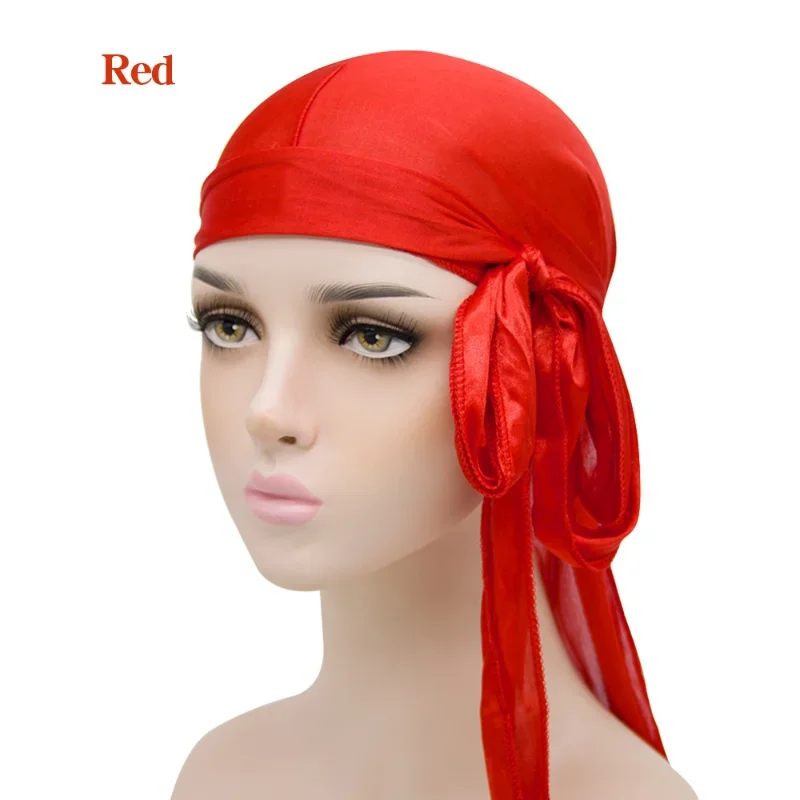 ความยืดหยุ่น Baotou หมวกผมจําลอง Silky Durag Long Tail หมวกโจรสลัด Turban สําหรับเด็กริบบิ้นอุปกรณ์เสริม