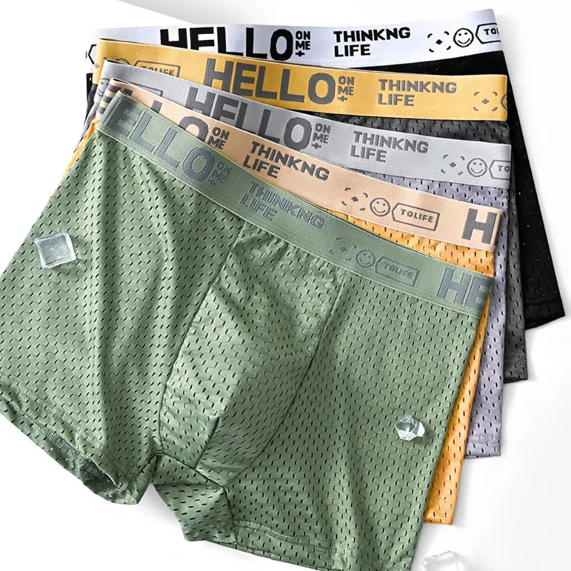 6 Stück Mesh Eisse ide Box shorts für Herren unterwäsche atmungsaktive sexy Slim Fit und nahtlose flache Eckhose plus Größe 4xl