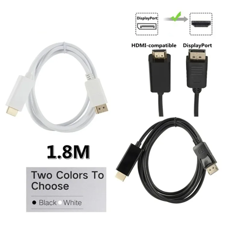 Dp To HDMI-compatible Cable 1.8m 1080 HD Adapter Cable Computer Monitor Cable Converts Large Dp To Hdmi For PC Laptop Projector