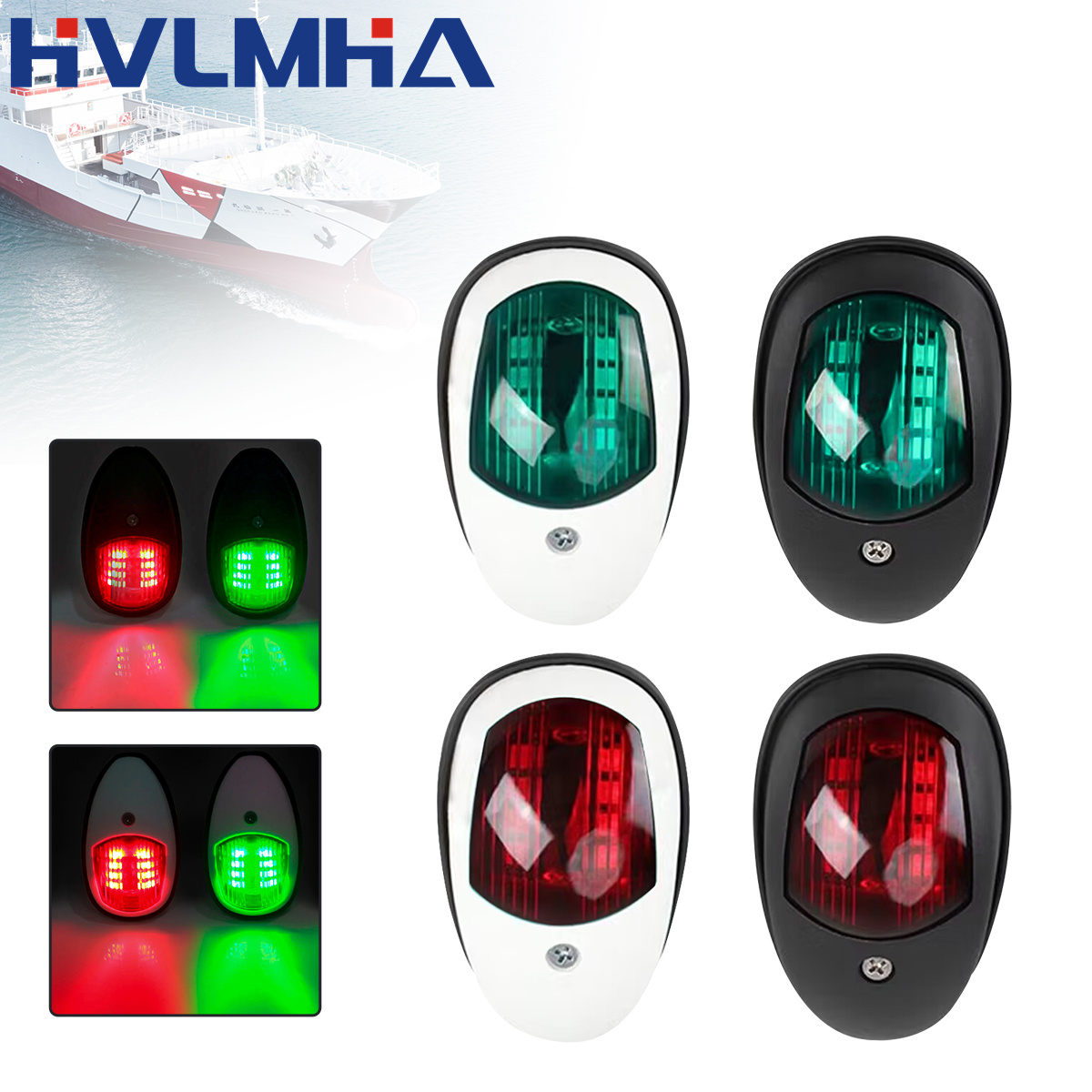 Luz LED de navegación de 10-30V, señal de advertencia, lámpara impermeable, indicador lateral de puerto de estribo para barco marino, yate, camión, remolque, furgoneta