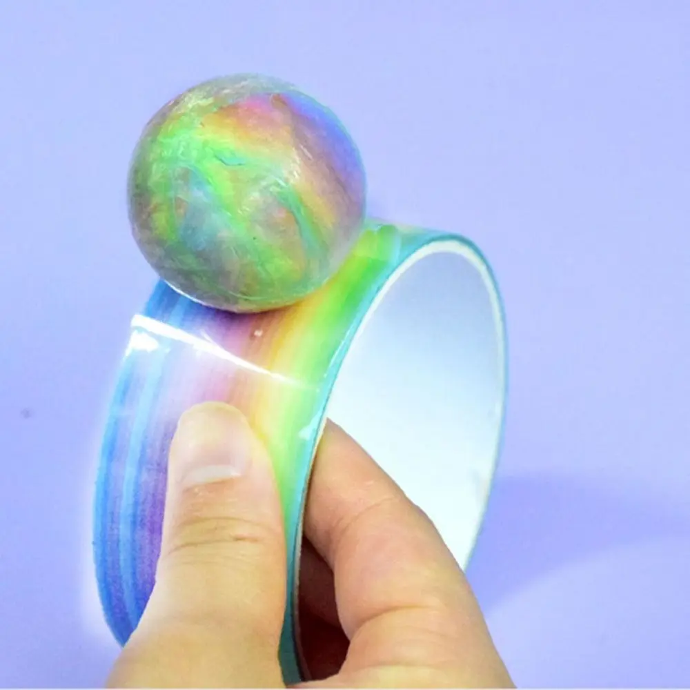 Relaxing Toy Sticky Ball Rolling Tapes Making Colored Ball Iridescence Rolls Adhesive Tapes DIY Crafting Ball Sticky Tapes