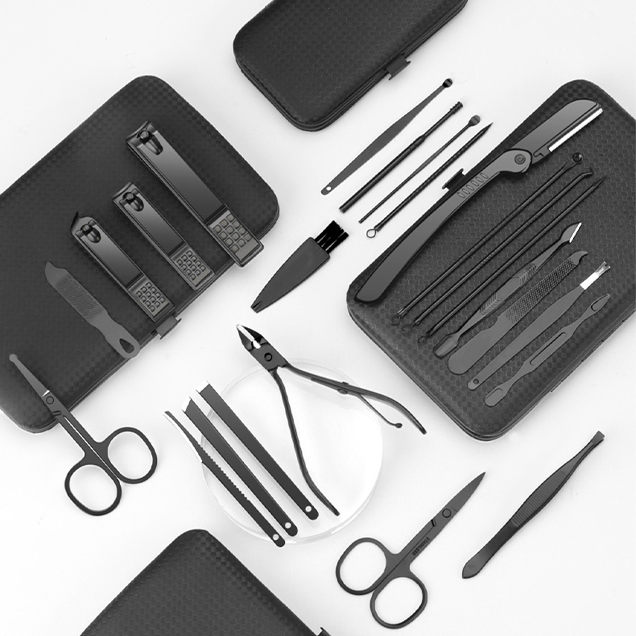 7/12/18/20/24PCS Set Set Set manicure professionale Kit Tagliaunghie per unghie dei piedi in acciaio inossidabile Set con custodia portatile in pelle