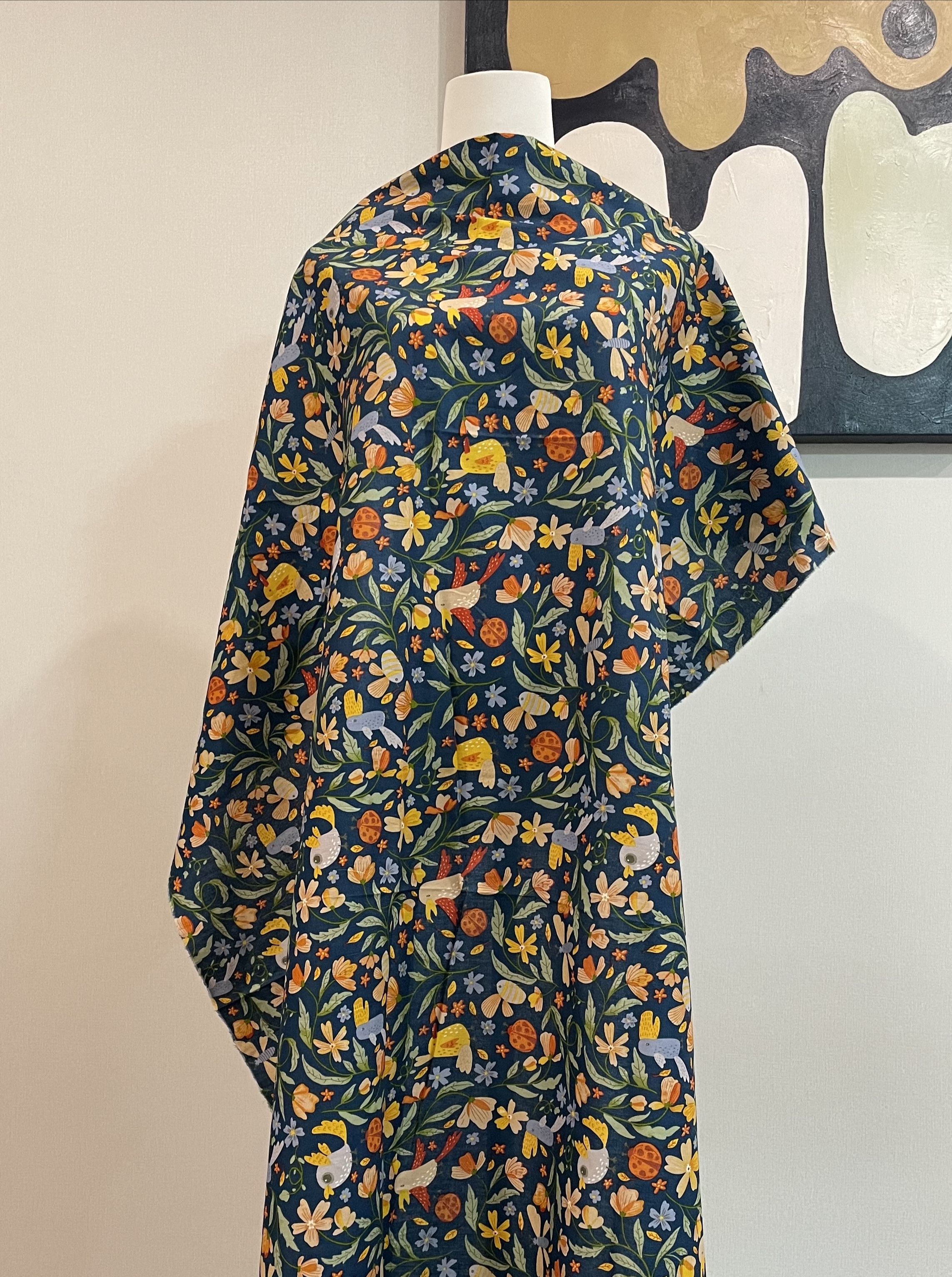 0.5メートルのレトロな花柄のパストラルコットンプリント生地、誇らしげに手作りの春と夏のドレス60年