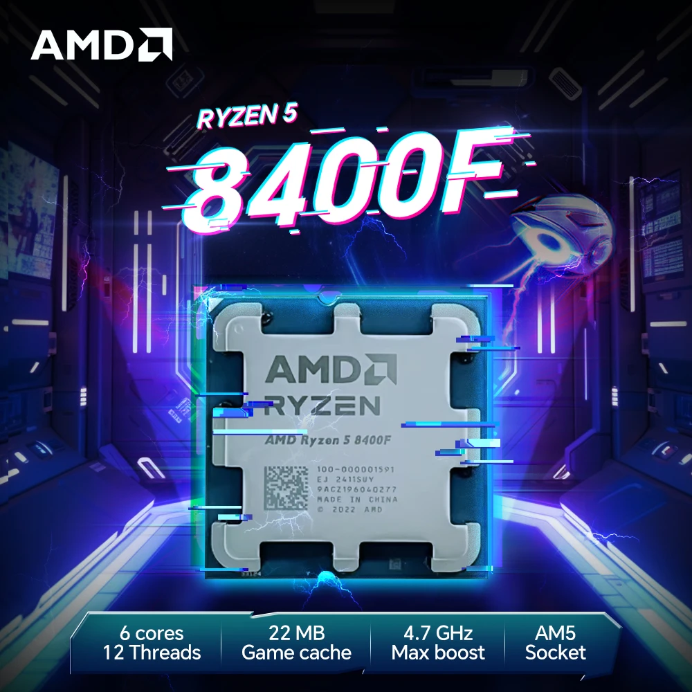 Novo processador de computador desktop amd r5 8400f ryzen 5 8400f 6 núcleos 12 threads 4.2ghz com soquete am5 cpu
