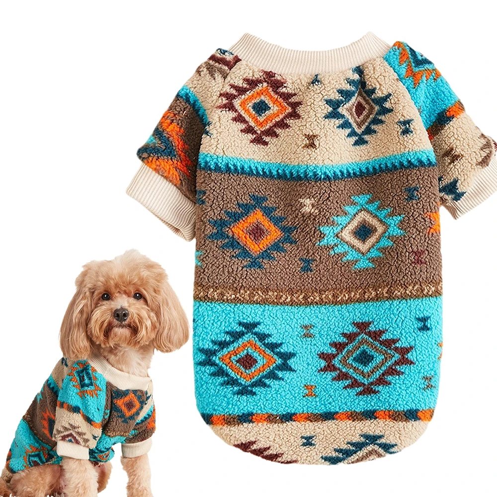 Suéter con estampado de tótems para perros pequeños, ropa cálida de invierno con capucha para mascotas, jerséis de Bichon para caniche y Schnauzer, ropa para mascotas