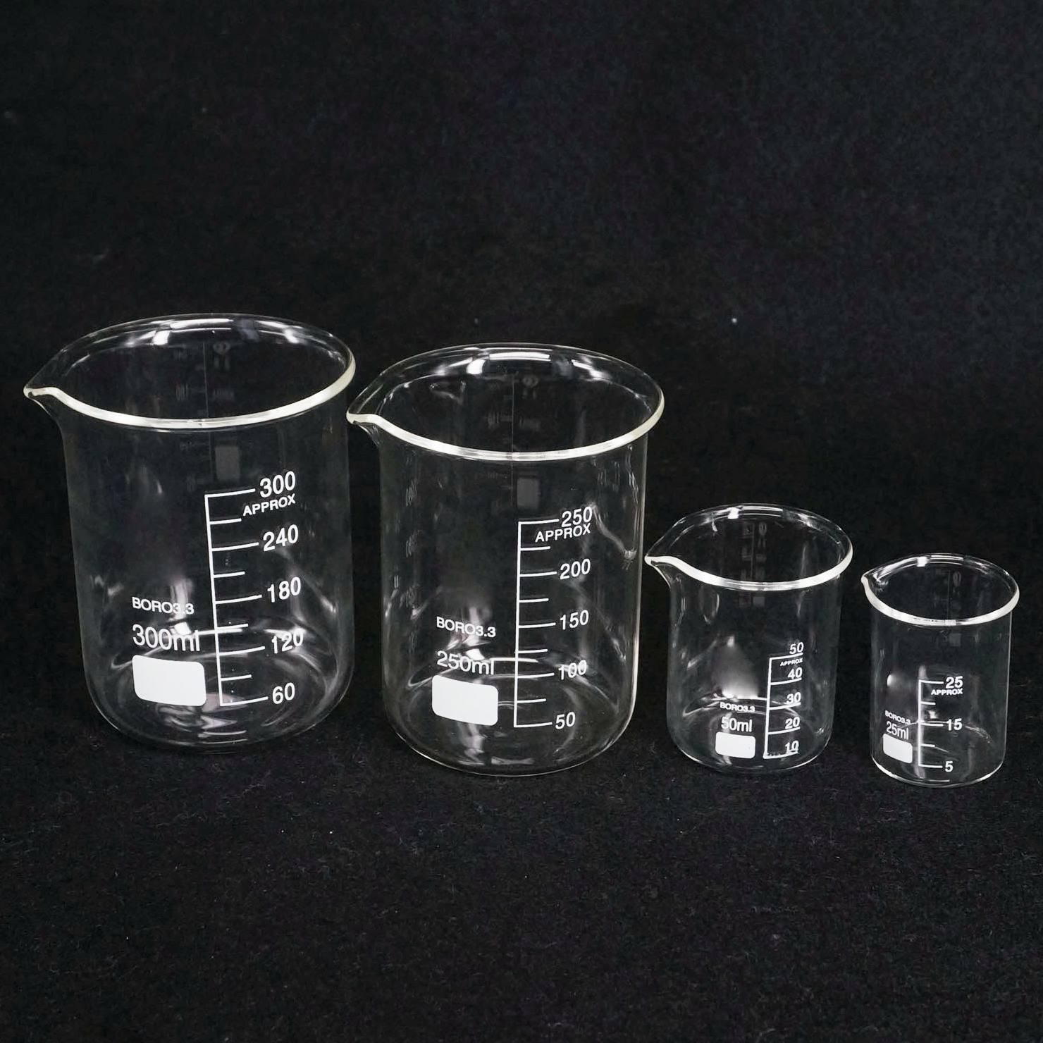 Máscara facial em borosilicato, 5ml, 10ml, 25ml, 50ml, 100ml, 150ml, 200ml, vidro de baixa forma, béquer, laboratório, parede pesada