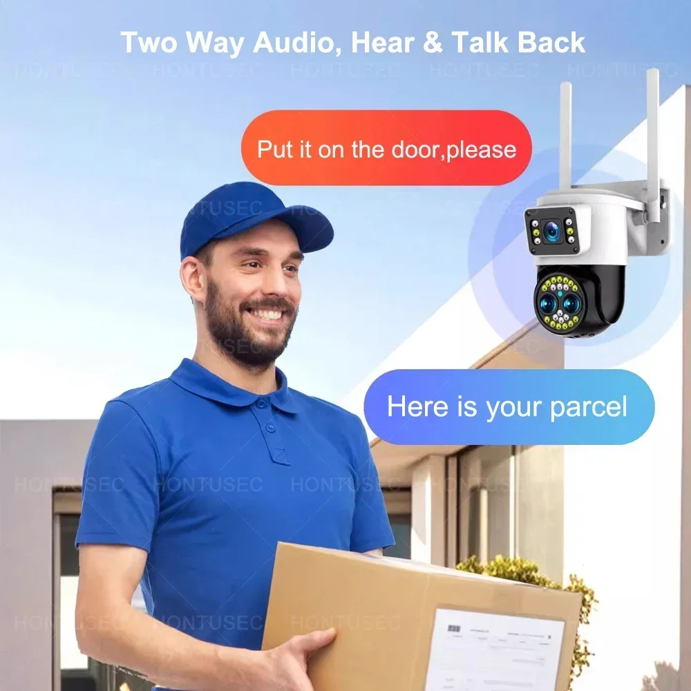 Yoosee 4K 8MP tres lentes pantallas duales 10X Zoom óptico IP66 impermeable al aire libre seguimiento automático cámaras de vigilancia de Audio bidireccional