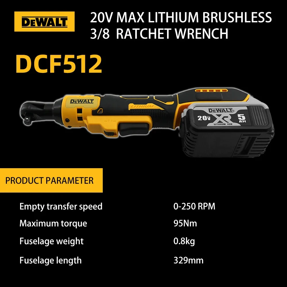 DEWALT DCF512 Chiave ad angolo retto a cricchetto Chiave di alimentazione senza spazzole a velocità variabile Luce a LED Cordless 20V Batteria Utensili elettrici