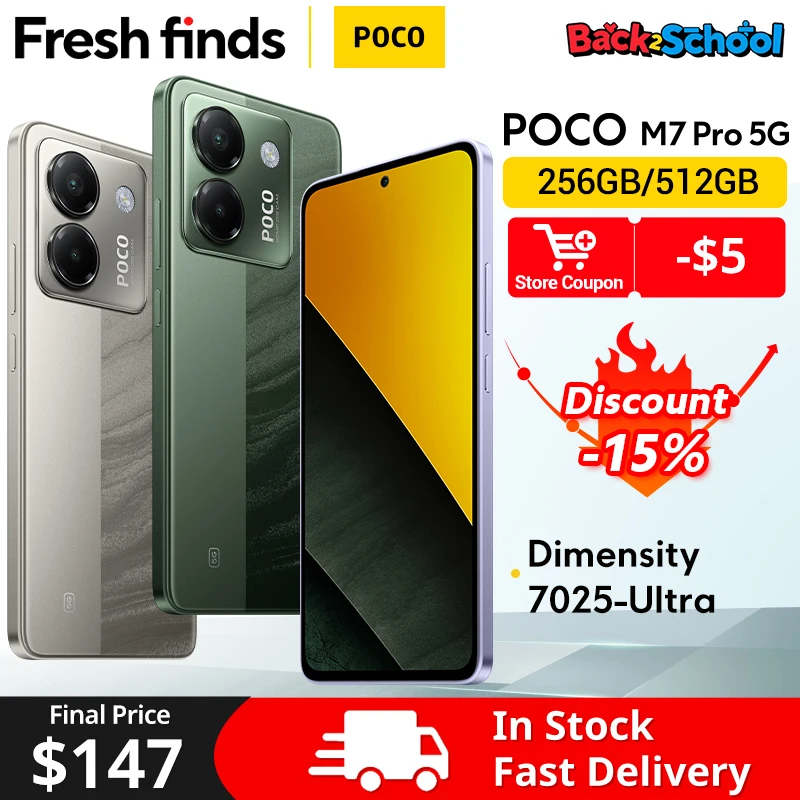 【รอบปฐมทัศน์โลก】POCO M7 Pro 5G Global Version ขนาด 7025-Ultra 120Hz FHD+ Eye-care จอแสดงผล AMOLED กล้อง 50MP พร้อม OIS NFC