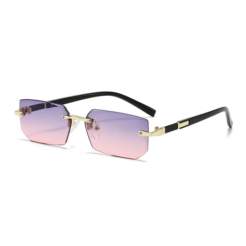 Randlose Sonnenbrille Rechteck Mode Beliebte Frauen Männer Shades Kleine Quadratische Sonnenbrille Für Weiblich Männlich Sommer Reisen Oculos