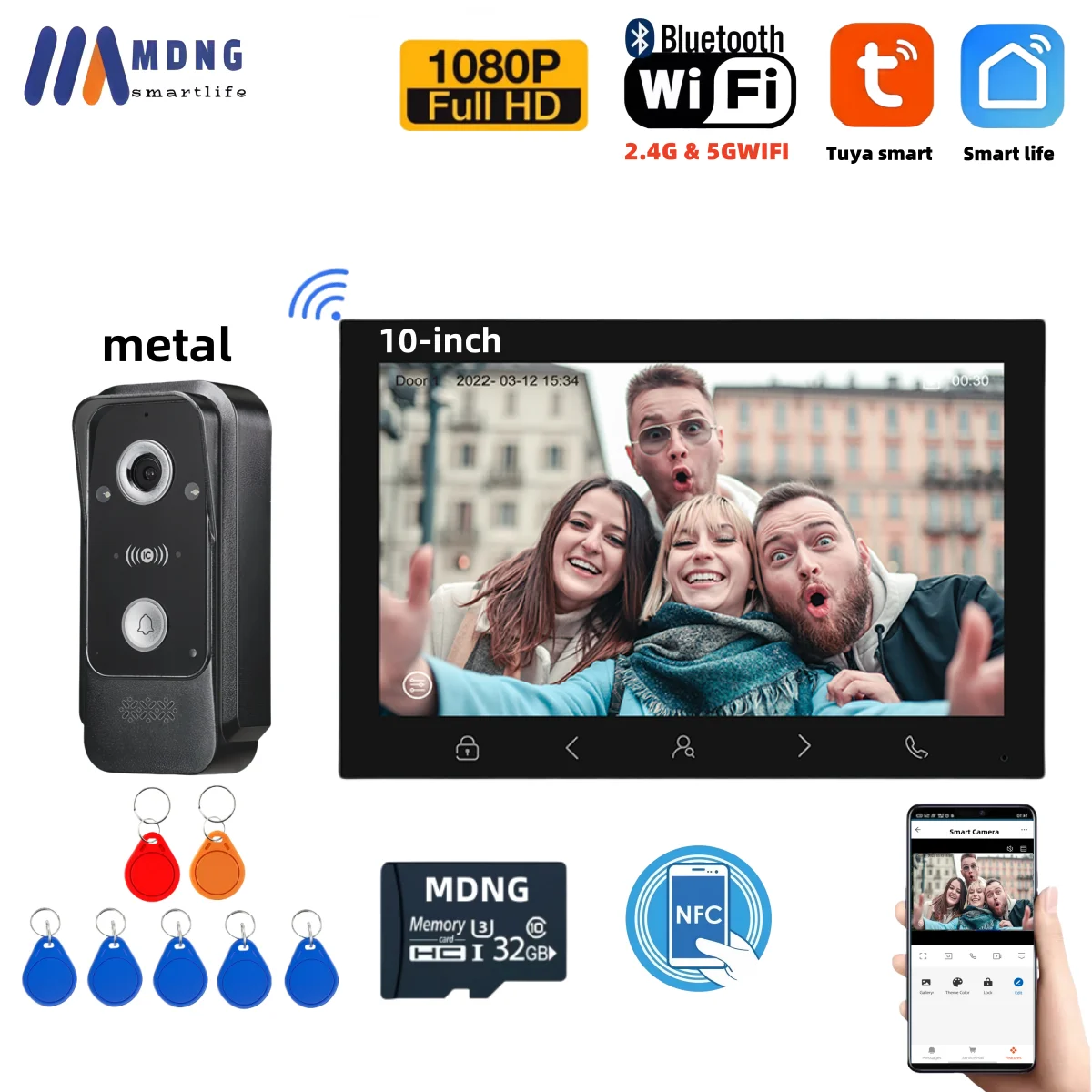 10 Inch Tuya WIFI Video-intercomsysteem HD 1080P Outdoor Deurbel Camera Draadloze Residentiële Video Deurtelefoon voor Thuis appartement