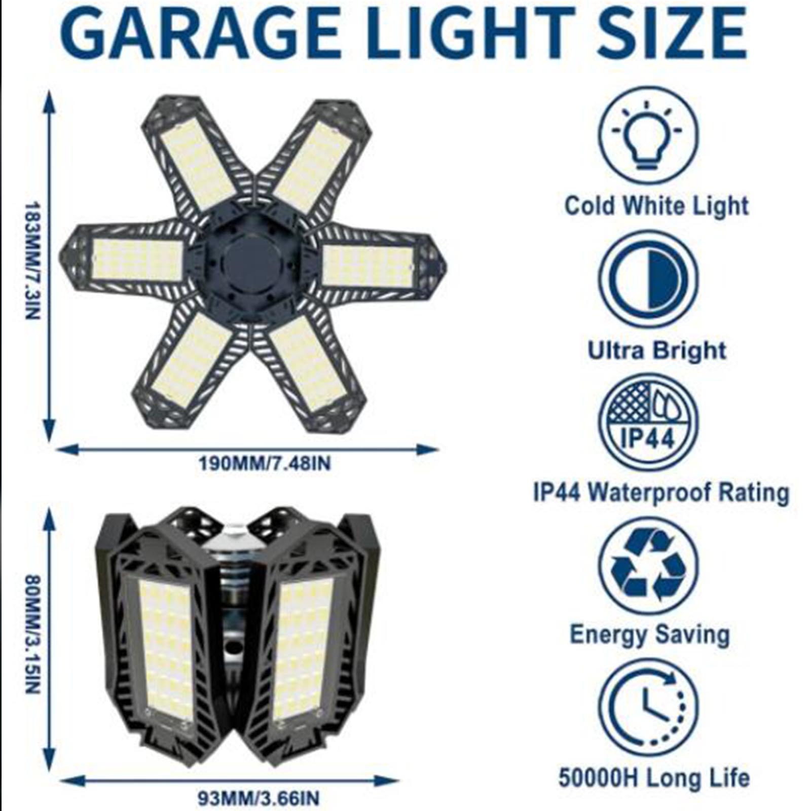 変形可能な LED ガレージライト 3/6/7 調整可能なパネル LED 電球ナイトランプワークショップ倉庫ショップ E26/E27 天井照明用