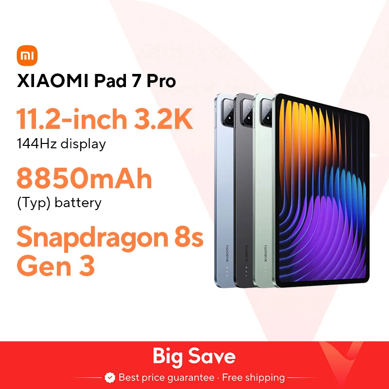 Globale Version Xiaomi Pad 7 Pro Xiaomi HyperAlC 144 Hz Snapdragon 8s Gen 3 Mobile Plattform 8850 mAh Dolby Atmos