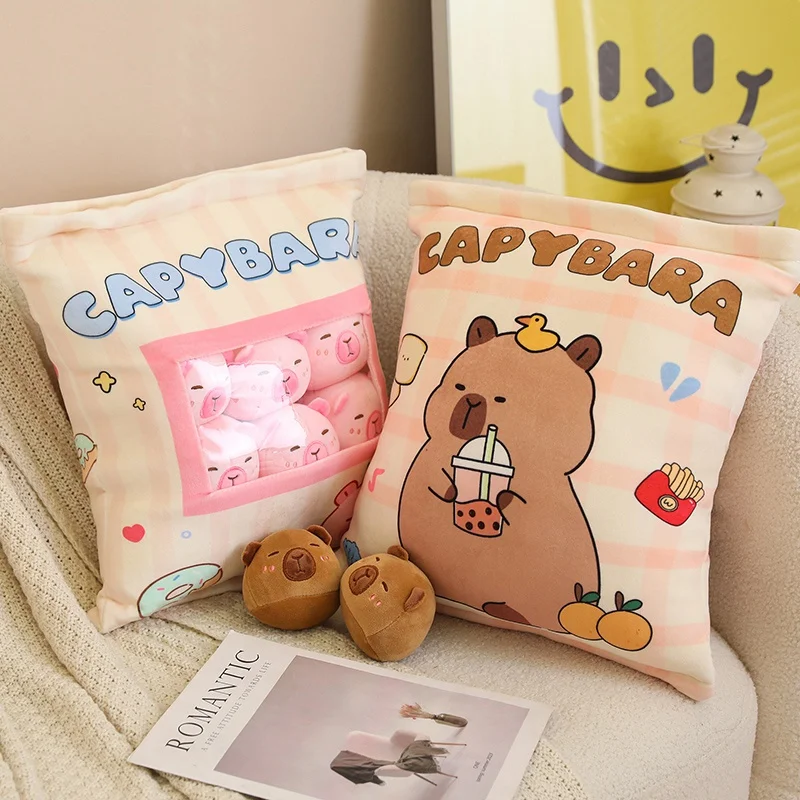 Bolsa de pudín de felpa, bolsa de dulces, Mini bolas abullonadas, plátano, aguacate, fresa, Axolotls, muñecos, pingüino, gato, conejito, aperitivos, almohada de felpa