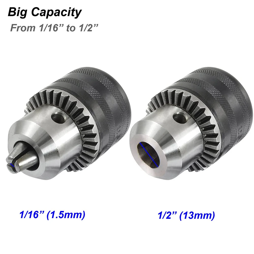 1,5–13 mm Bohrfutter, 1/2–20 UNF-Montage, Schlagschrauber-Bits, Spannfutter-Konvertierung, Sechskantschaft/SDS-Plus-Sockel, quadratischer Adapter mit Spannfutterschlüssel