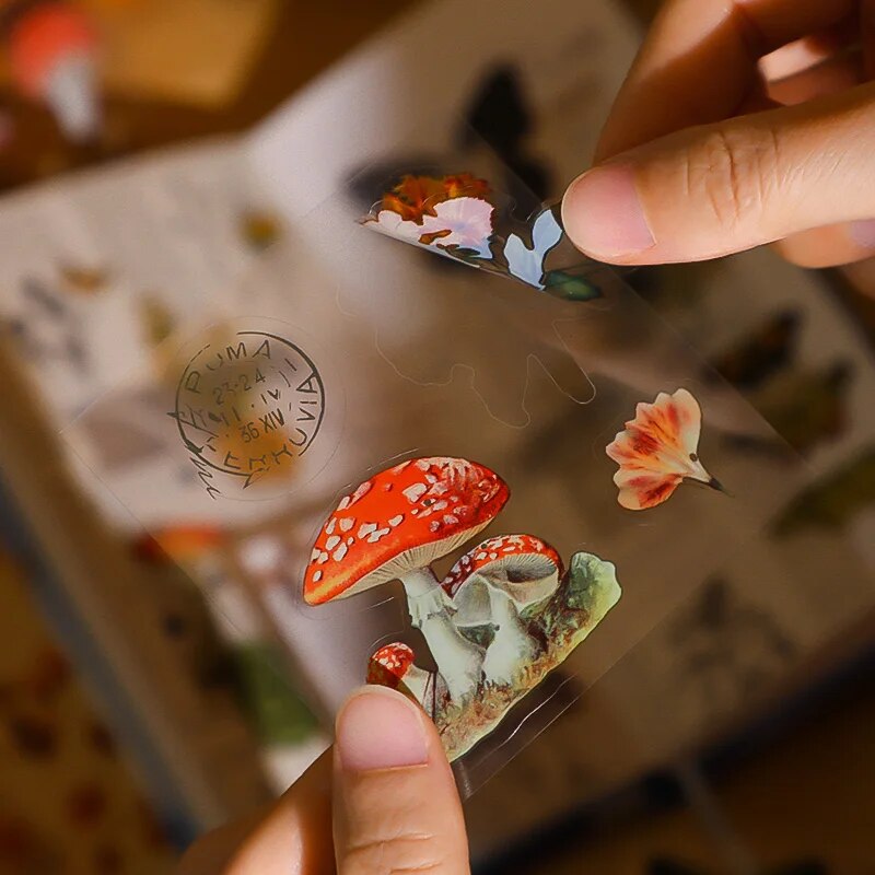 100pcs/Box Creative Butterfly Plant Sticker Set Handbook DIY Material Packet Decoration Scrapbook Stickers