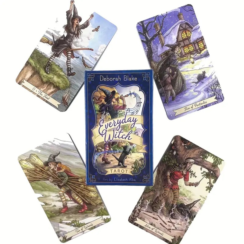 1 Box Everyday Witch Tarot Deck mit Reiseführer – 78-Kartenset, Partyspiel mit Hexerei-Motiv, praktisches Magic Tarot Kit