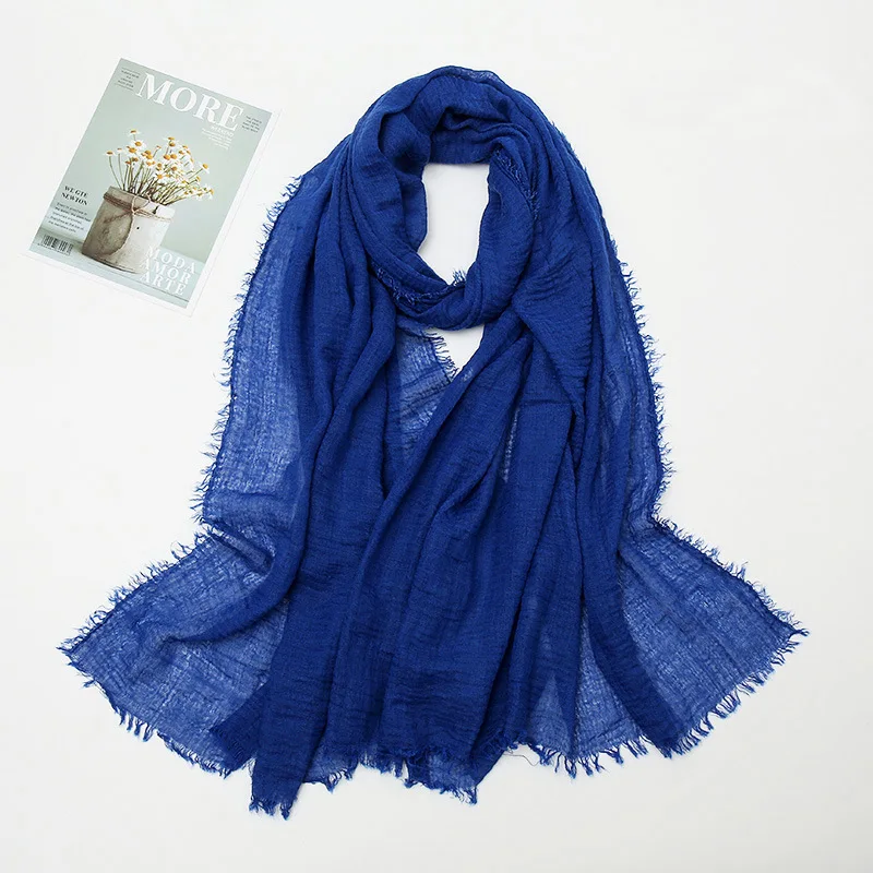 Bufanda de lino y algodón de verano para mujer, bufandas finas con protección solar de Color sólido, chal suave, Foulard de viscosa, chales envolventes para mujer para primavera, nuevo