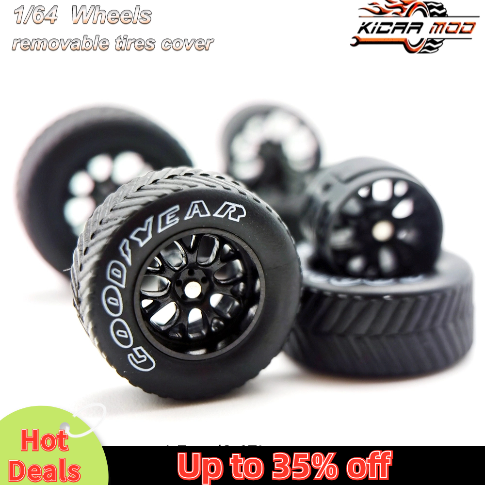 1/64 Model Car Wheels with Rubber All Terrain Tires BBS LM-R Refitting Parts for Off-road Vehicle HotWheels D: 17mm 1 Set
