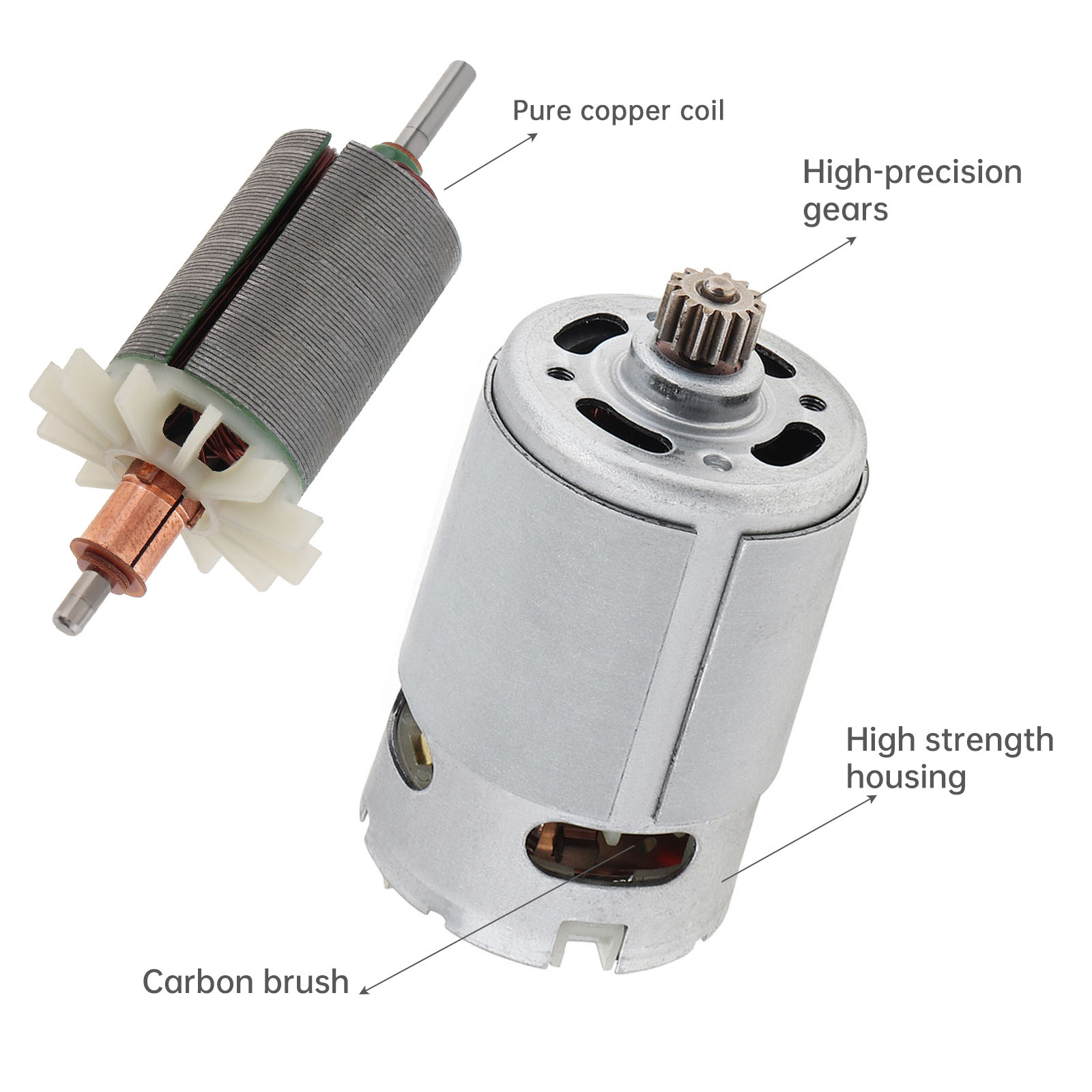 Motor RS550 DC, motores de destornillador Micro eléctricos de 10,8 V/12V/16,8 V/18V/21V con Motor de caja de engranajes de alto par de 9/11/12/13/14/15 dientes