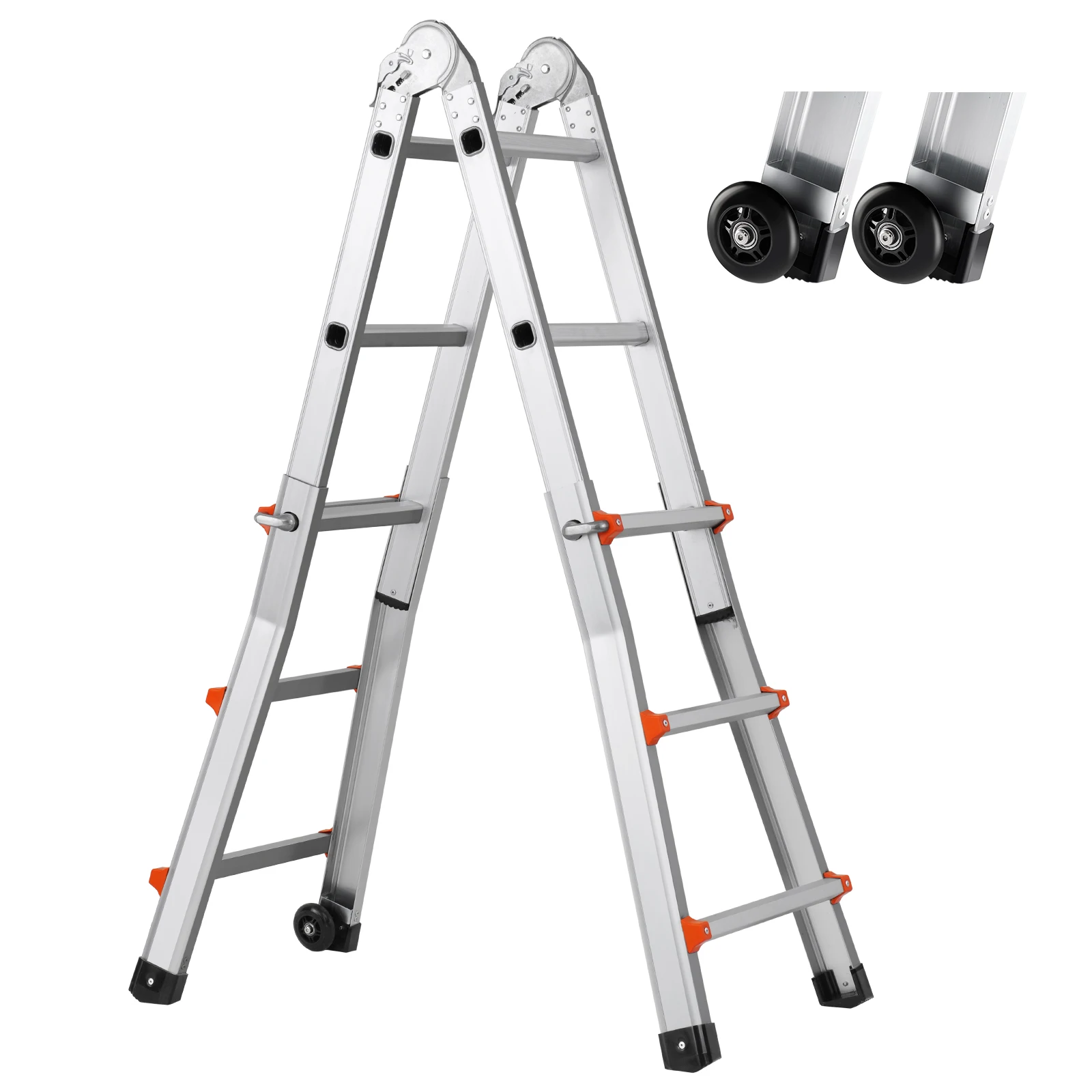 Customizable SucceBuyTelescoping Ladder A Frame Compact Aluminum Extension Ladder Multi-Function Portable Collapsible RV Ladder