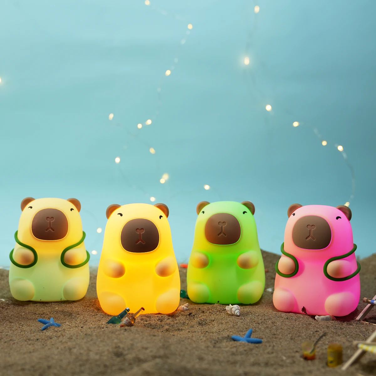 ไฟซิลิโคน Capybara น่ารักสําหรับเด็กพร้อมไฟกลางคืนขนาดเล็กของขวัญ USB ชาร์จสัตว์สัมผัสไฟนอนข้างเตียง