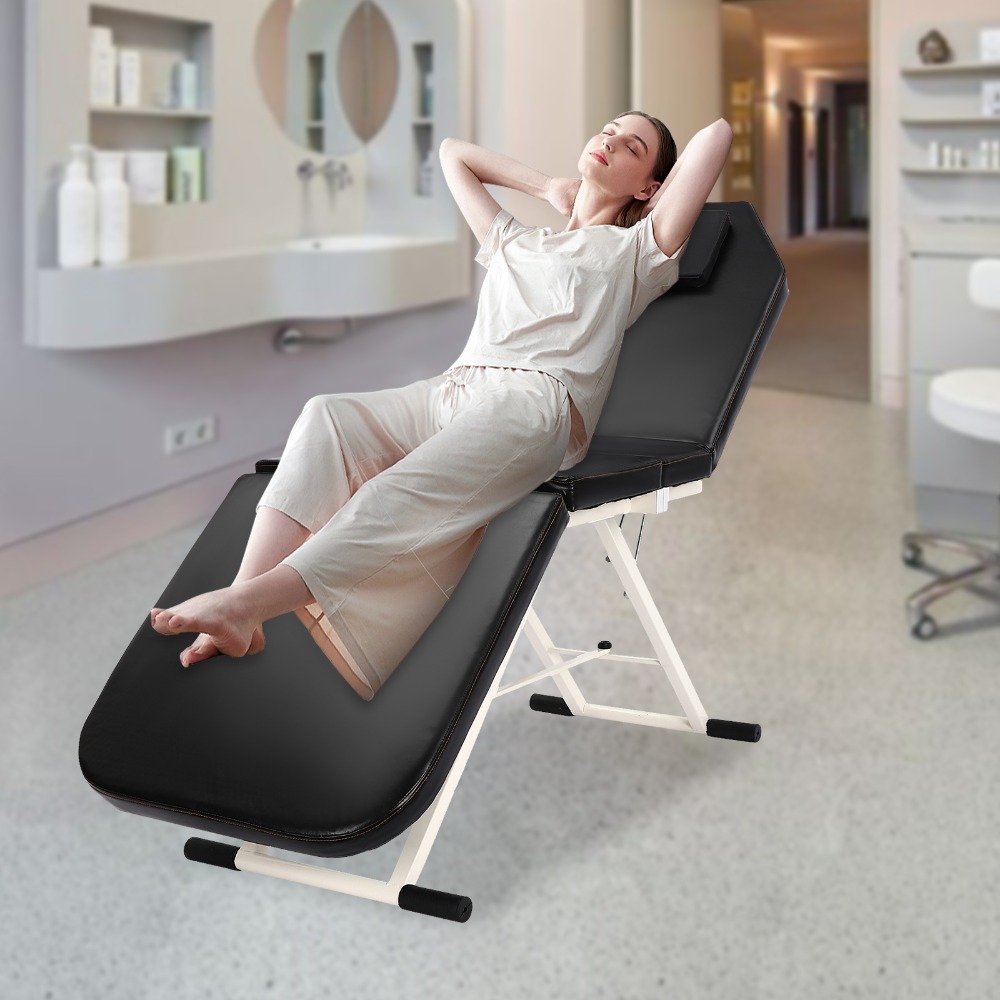 Adjustable Backrest Massage Table Beauty Couch Bed 3 Folded Spa Salon Foldable Chairs For Treatment Healing Folding Pvc Leather