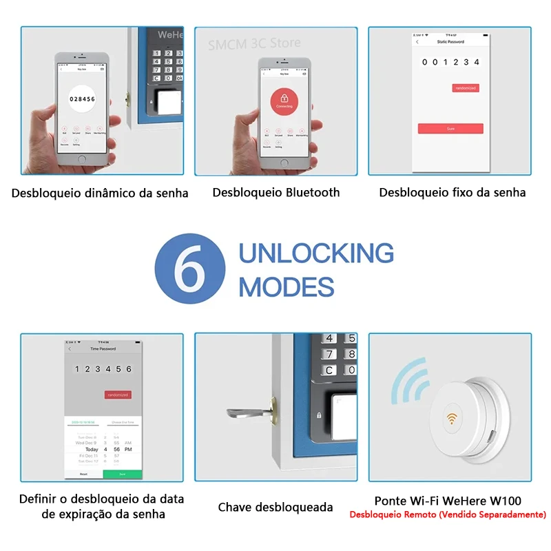 WeHere-Smart Key Safe Box, Telefone Controle Remoto, Caixas de Segurança WiFi, Senha, Eletrônico Wall-montado Lock Boxes
