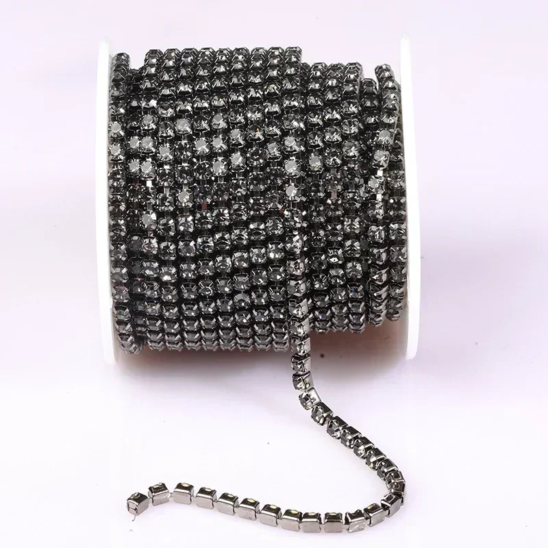 PEESOM SS6-SS18 Cadena de copa de diamantes de imitación de cristal para coser en cristal, cadena de adorno de diamantes de imitación, pegamento en cadena de copa de cristal colorida para manualidades DIY