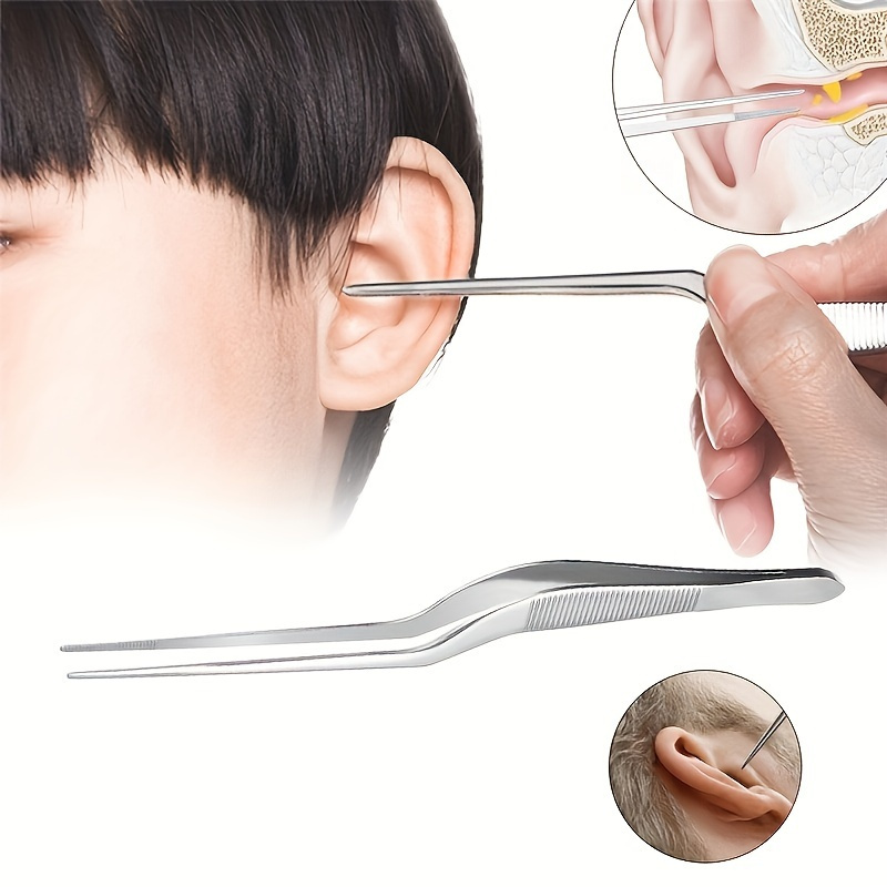 Pinça de aço inoxidável para orelha e nariz, ferramenta de remoção de cera de ouvido sem perfume e durável para adultos, alicate de limpeza de orelha com aderência de precisão