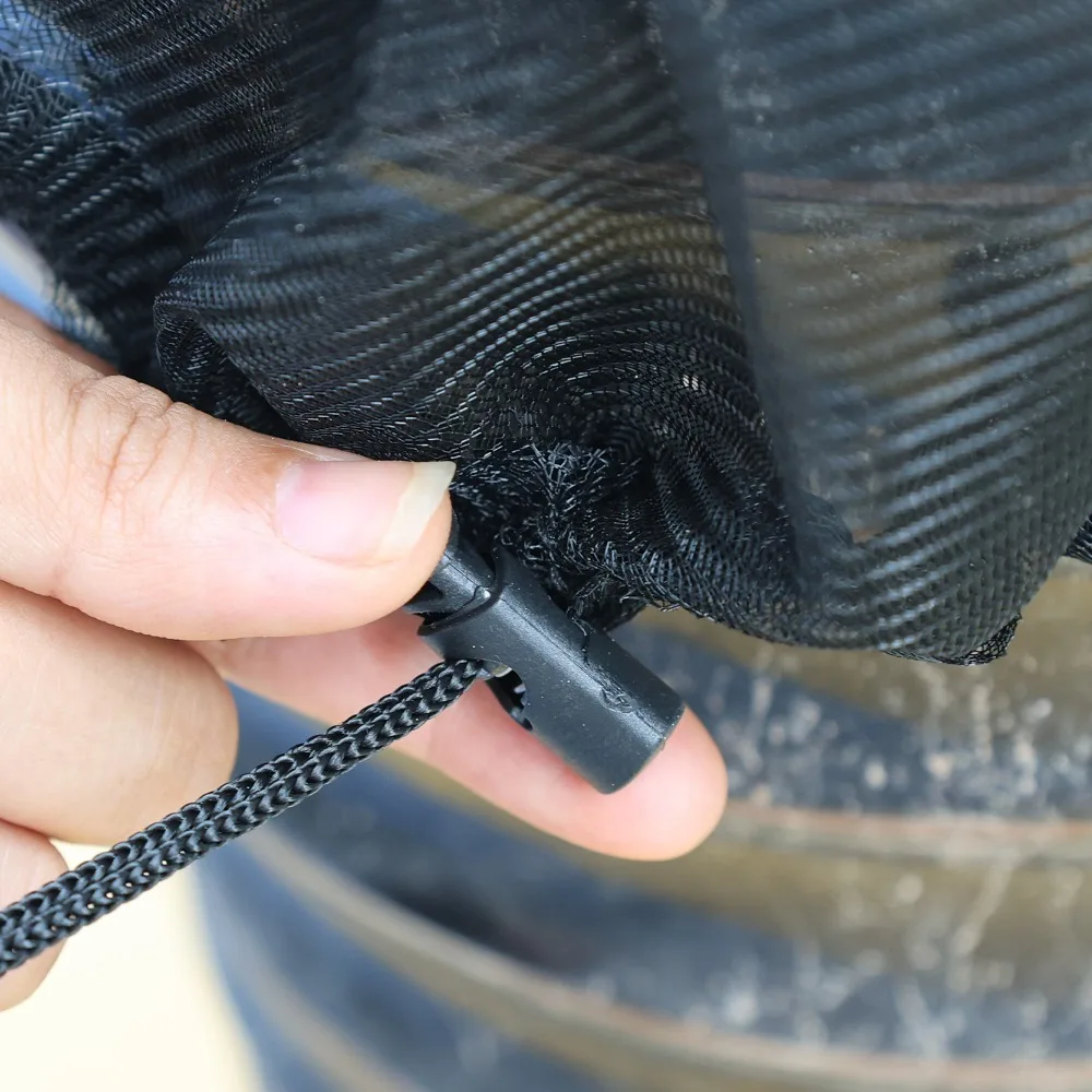 30/60/100cm Rain Barrels Screen Water Bucket Covers Insect Proof Mesh Cover Rain Water Collection Bucket Netting with Drawstring