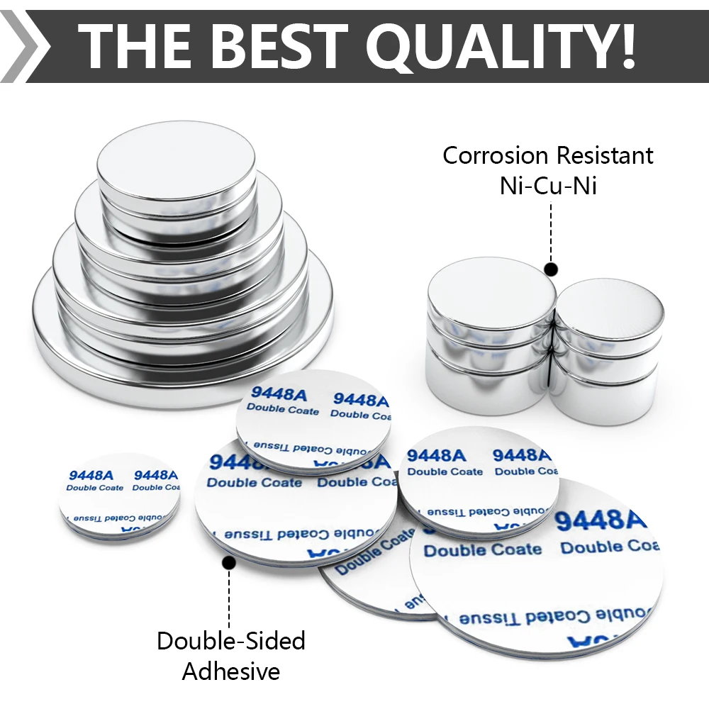 Double-Sided Sticky Magnets – Round, High-Power Fridge Magnets for Crafts, Office & Science Classrooms