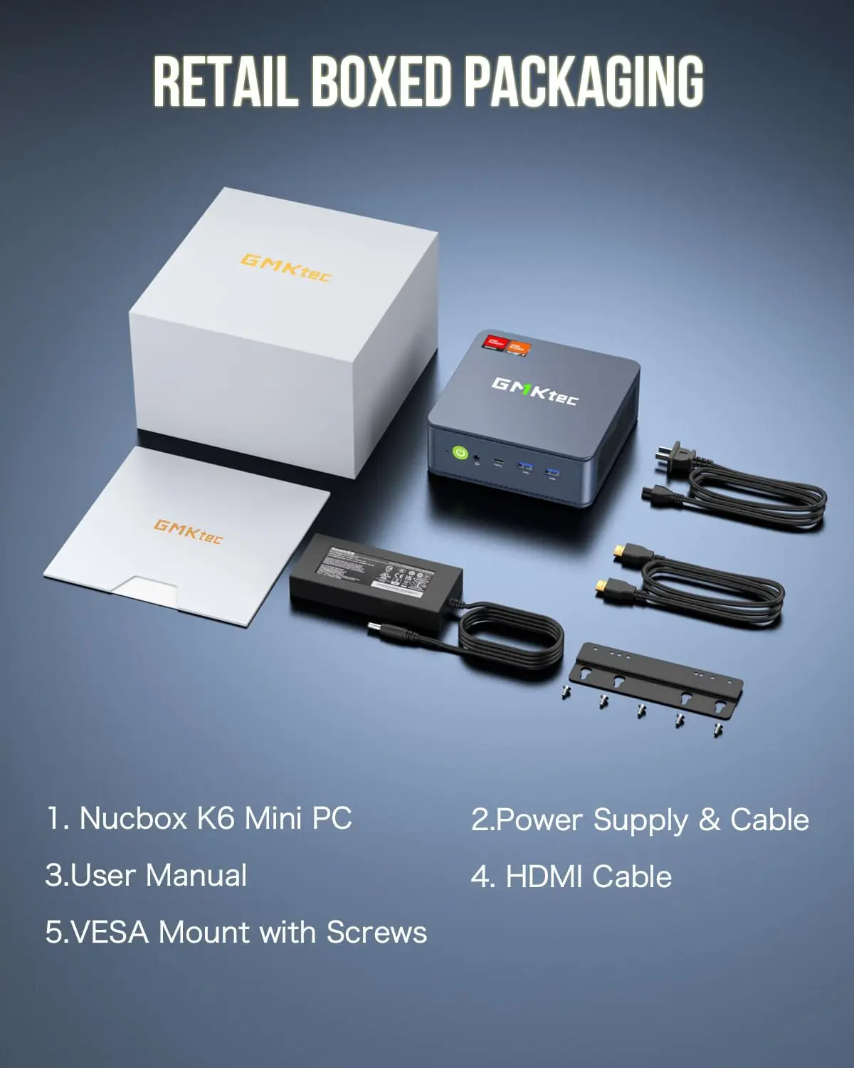 GMKtec K6 R7 7840HS Mini PC DDR5 5600MHz PCIe4.0 NVMe SSD 2.5G LAN USB4 WiFi6 BT5.2 Tri-Display Desktop Gaming Office Computer