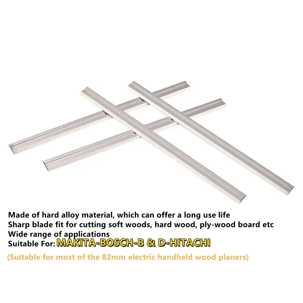 10pcs/Box 82mm Tungsten Carbide Portable Planer Knife Blades Replacement for MAKITA Bosch DeWalt Black&Decker Ryobi