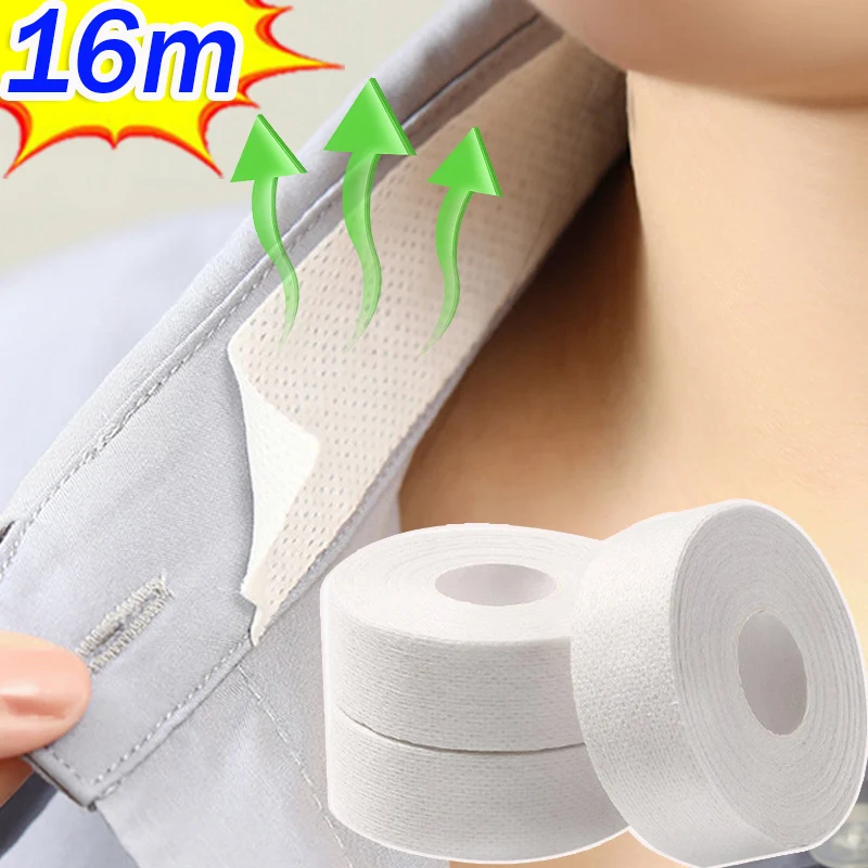 Protector de cuello desechable de 16m para hombres y mujeres, Protector de cuello autoadhesivo antisuciedad, forro de camisa, almohadilla para el sudor, Protector de cuello