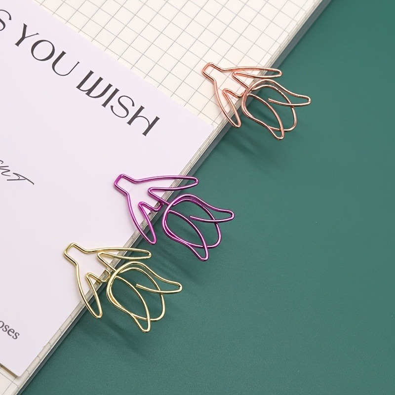 40 шт., металлические зажимы для бумаги в форме тюльпана