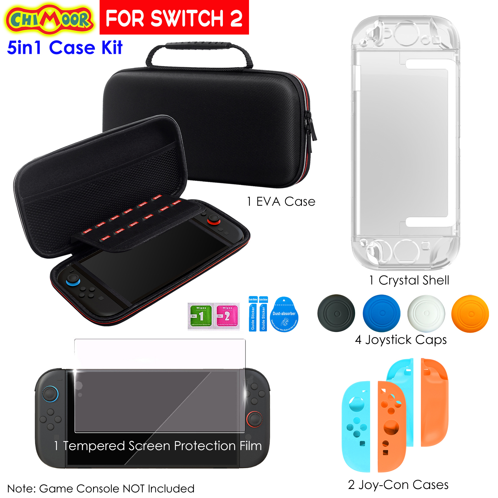 Tragetasche-Set für Nintendo Switch 2 (2025), schützendes, tragbares Reise-Hartschalen-Set mit 12 Kartenfächern
