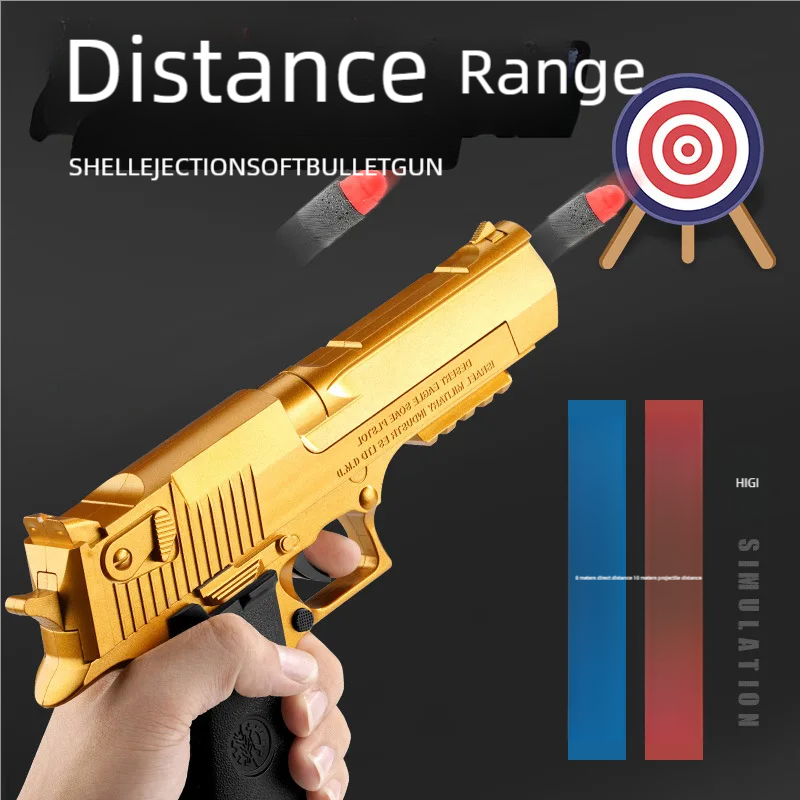 Pistolet jouet d'extérieur Gold Desert Eagle, pistolet à ressort M1911 Glock, pistolet de simulation de jouet pour enfants