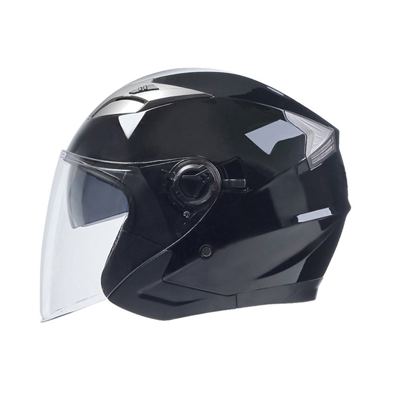 Nova lente dupla capacete da motocicleta viseira de sol interior meio capacete dot ece das mulheres dos homens bicicleta motor elétrico rosto aberto metade casco