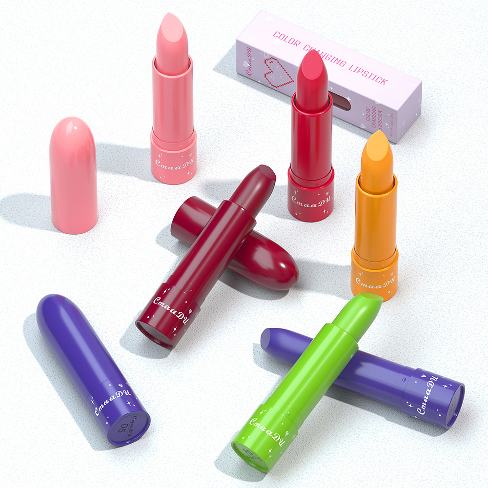 Batom que muda de cor com aroma frutado de 6 cores, hidratante e hidratante, bálsamo labial de longa duração com textura suave e macia