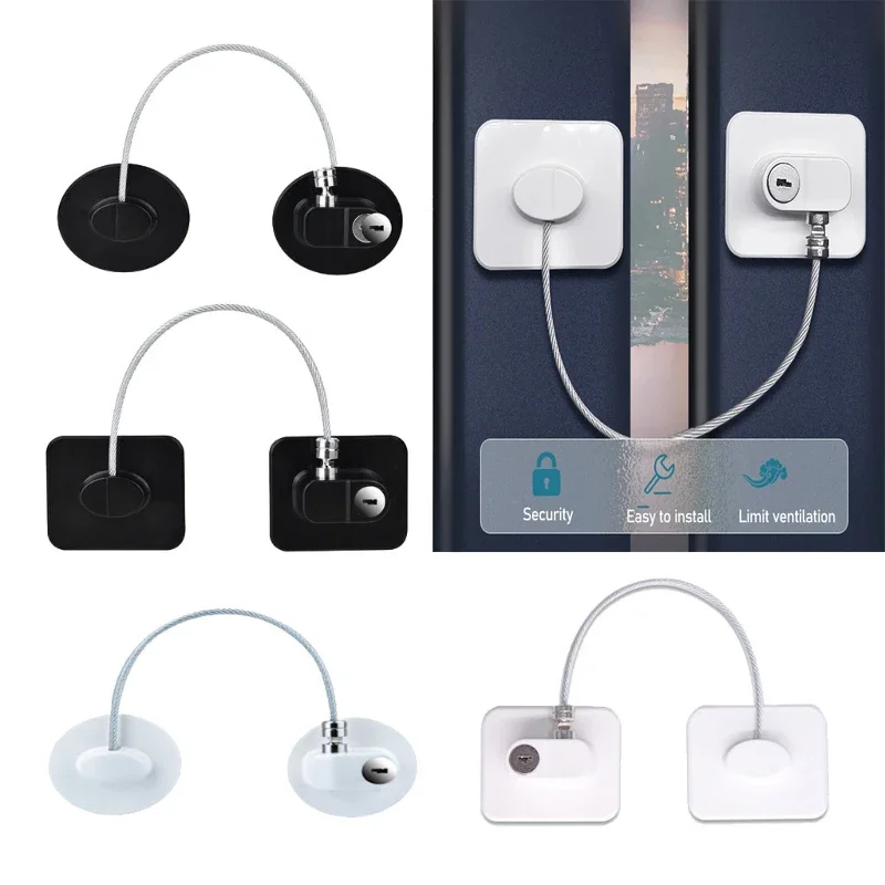 Serrure de sécurité pour enfants, 1 pièce, serrure de porte de réfrigérateur, Protection de câble en acier inoxydable, serrure de fenêtre de maison pour bébé, fixation solide