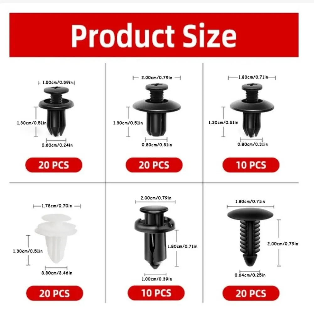 100 pz Auto Fastener Clip Kit parafango rivetto Clip carrozzeria Push fermo Pin rivetto paraurti porta Trim pannello fermo Clip Auto