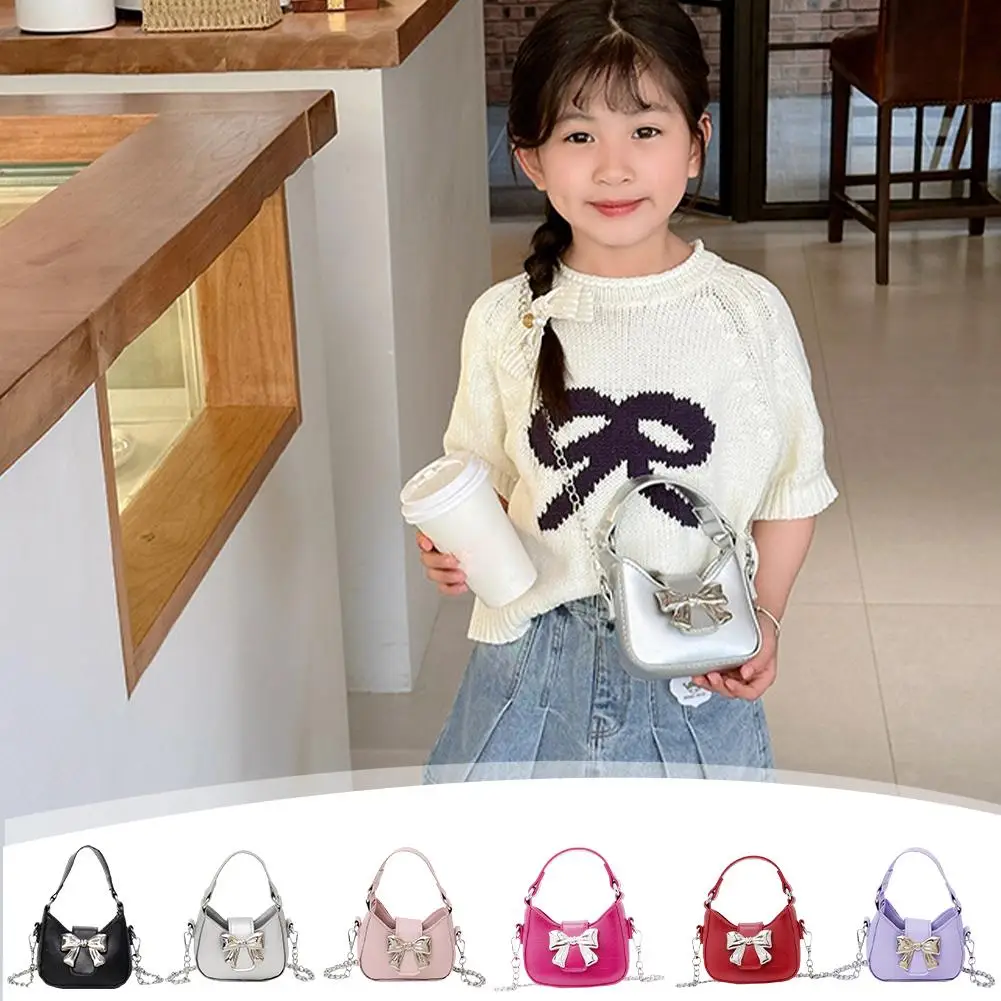 Estilo coreano menina princesa saco bonito doce arco corrente crossbody sacos para meninas bowknot sacos de mão da criança bolsas e bolsas presente
