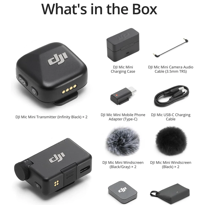 Dji Mic Mini (2 Tx + 1 Rx + Oplaadcase) /1 Tx + 1 Rx Draadloze Microfoon Met Intelligente Ruisonderdrukking Van Hoge Kwaliteit Audio